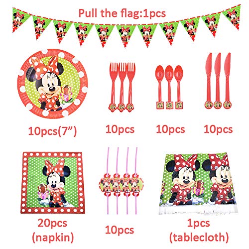 Set de Fiesta de Cumpleaños de Mickey, BESTZY 82PCS Cumpleaños Vajilla Set de Fiesta Kids Birthday Mickey, Plato, Servilleta de Papel, Cuchillo, Tenedor, Taza, Mantel, Paja para Niños Baby Showe