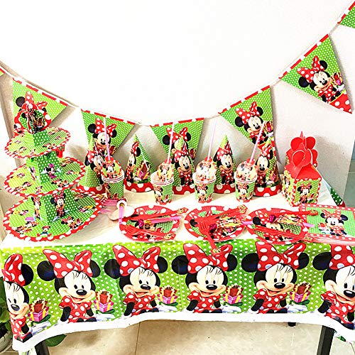 Set de Fiesta de Cumpleaños de Mickey, BESTZY 82PCS Cumpleaños Vajilla Set de Fiesta Kids Birthday Mickey, Plato, Servilleta de Papel, Cuchillo, Tenedor, Taza, Mantel, Paja para Niños Baby Showe