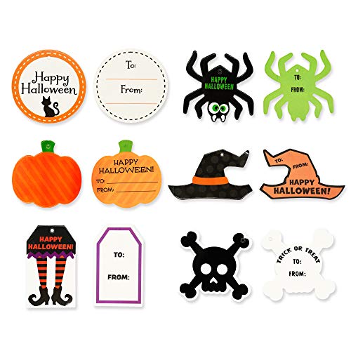 Set de Regalo de Halloween, Paquete de 12 Bolsas de Regalo Precargadas con Etiqueta, Set de Papelería de Halloween, Lápices, Reglas, Borradores, Cuadernos, Pegatinas, Sellos, Pulseras y Tatuajes