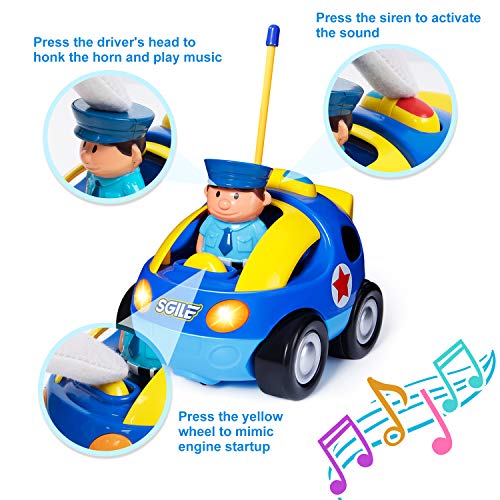 SGILE Coche Teledirigido con Música y Luces, Radio Control Remoto Coches RC, Tren de Teledirigido Niños, Coches de Policía Teledirigidos para Bebés Niños de 18 Meses+