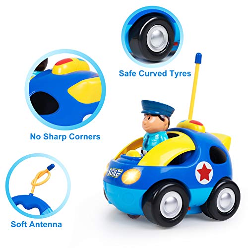 SGILE Coche Teledirigido con Música y Luces, Radio Control Remoto Coches RC, Tren de Teledirigido Niños, Coches de Policía Teledirigidos para Bebés Niños de 18 Meses+