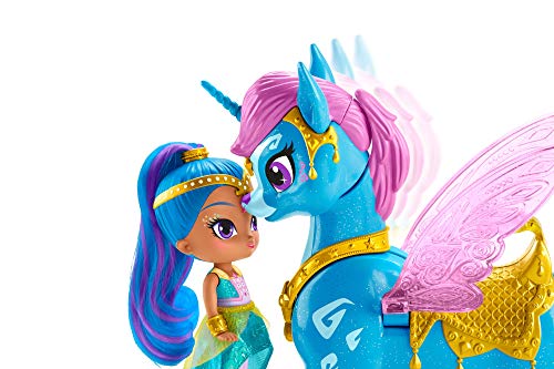 Shimmer & Shine- Shine y Zahracornio mágico Volador, muñeca con Unicornio de Juguete, Multicolor (Mattel GCM02)