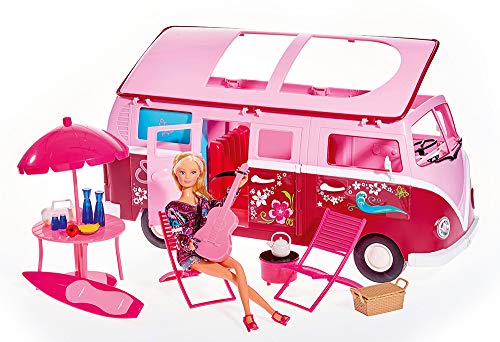 Simba 105739423 Steffi Love Flower Power Bus - Autocaravana con accesorios y muñeca [Importado de Alemania]