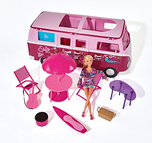 Simba 105739423 Steffi Love Flower Power Bus - Autocaravana con accesorios y muñeca [Importado de Alemania]