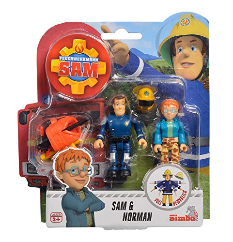 Simba 109251043 - Juego de Figuras Sam el Bombero, 2 Unidades, 4 variedades, 7,5 cm, Totalmente articuladas