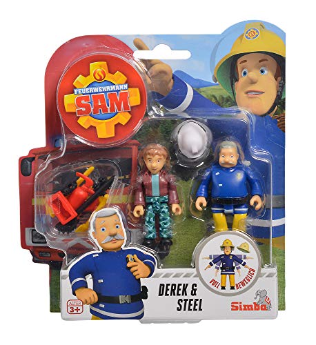 Simba 109251043 - Juego de Figuras Sam el Bombero, 2 Unidades, 4 variedades, 7,5 cm, Totalmente articuladas