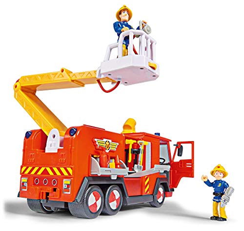 Simba 109251085 Sam Ultimate Júpiter - Coche de Bomberos con 2 Figuras, luz y Sonido, función de pulverización de Agua, cabrestante, a Partir de 3 años