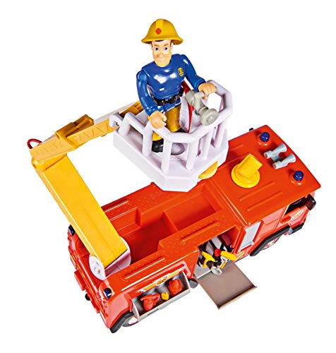 Simba 109251085 Sam Ultimate Júpiter - Coche de Bomberos con 2 Figuras, luz y Sonido, función de pulverización de Agua, cabrestante, a Partir de 3 años