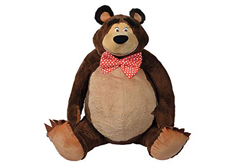 Simba 109301096 Mascha y el Oso de Peluche XXL, 150 cm, Suave, con Lazo, Gigante, para niños a Partir de 3 años