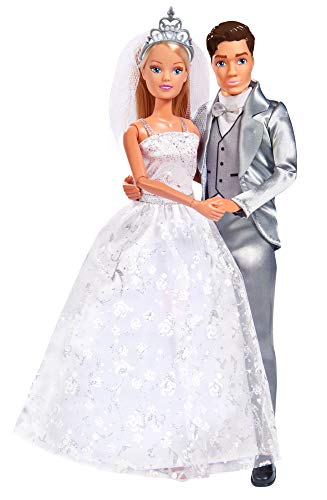 Simba Steffi Love Wedding Fashion - Vestido de Novia romántico y Traje de Boda, Incluye Zapatos y Tiara, para muñecas de 29 cm y 30 cm, sin muñeca, para niños a Partir de 3 años