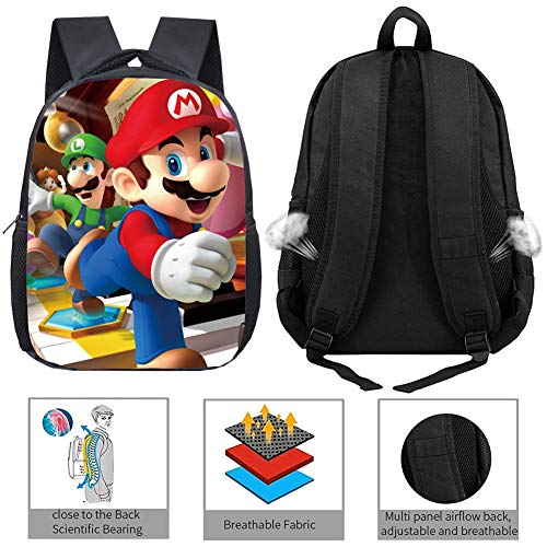 Simmpu Mario Mochilas Escolares Mario Mochila Casual Juego de mochila escolar Mario Mochila Patrón Popular Cartoon Impresión Mochilas para Niños y Niñas Viajes Escolar Senderismo