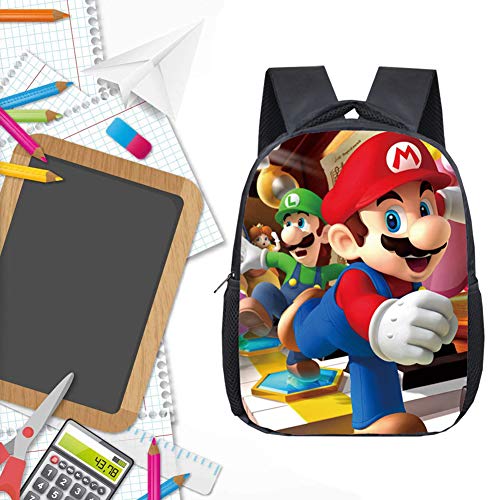 Simmpu Mario Mochilas Escolares Mario Mochila Casual Juego de mochila escolar Mario Mochila Patrón Popular Cartoon Impresión Mochilas para Niños y Niñas Viajes Escolar Senderismo