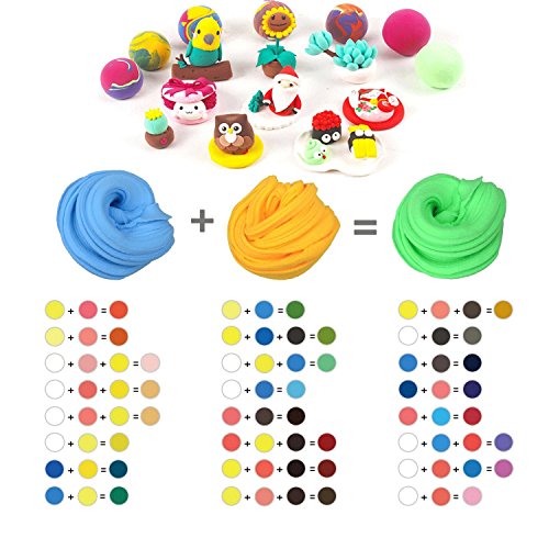 SIMUER 36 Pack Modeling Clay Fluffy Slime, 36 Colors DIY Soft Magic Clay Craft Air Dry Plasticine Ultra-light Modeling Dough with Tools,Children Educational Toys & DIY Gifts