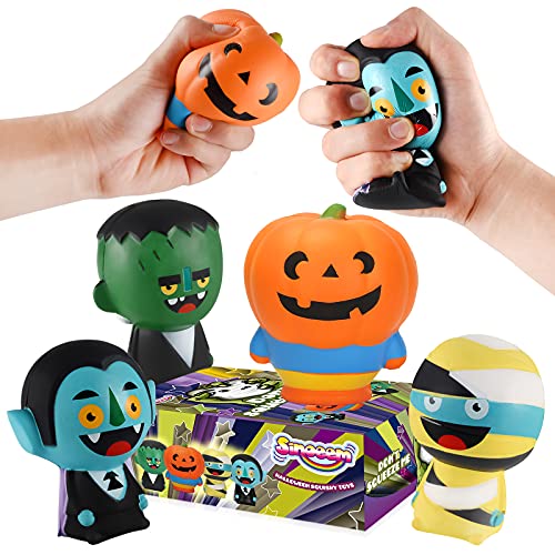 Sinoeem 4 Pcs Halloween Squishy Juguete, Kawaii Squeeze Toy Antiestres Squishy Gigante Squishies Slow Rising para Niños Adultos (4 Pcs Squeeze Set-2)