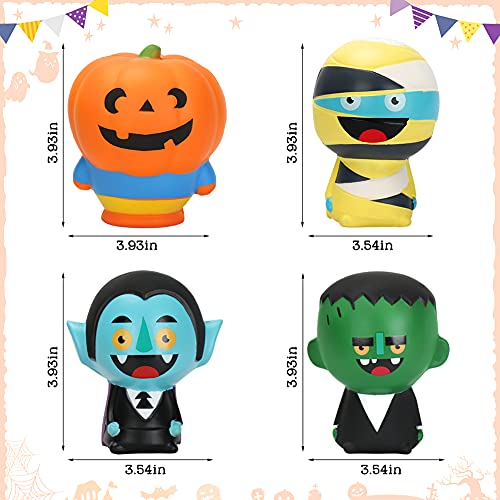 Sinoeem 4 Pcs Halloween Squishy Juguete, Kawaii Squeeze Toy Antiestres Squishy Gigante Squishies Slow Rising para Niños Adultos (4 Pcs Squeeze Set-2)