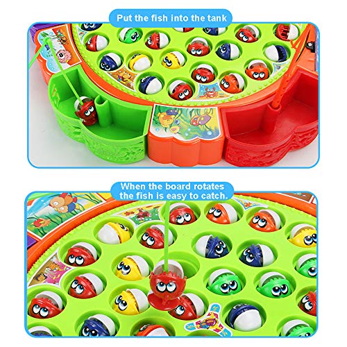 Sipobuy Go Fishing Game Fish Toy Juego de Mesa Musical con 5 cañas de Pescar Juego de rol de Mesa giratoria Regalos para niños Chicas Niños 3 4 5 años de Edad