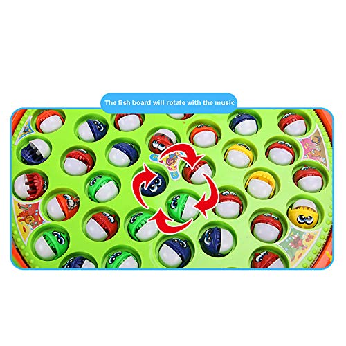 Sipobuy Go Fishing Game Fish Toy Juego de Mesa Musical con 5 cañas de Pescar Juego de rol de Mesa giratoria Regalos para niños Chicas Niños 3 4 5 años de Edad