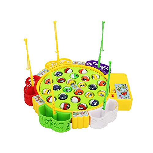 Sipobuy Go Fishing Game Fish Toy Juego de Mesa Musical con 5 cañas de Pescar Juego de rol de Mesa giratoria Regalos para niños Chicas Niños 3 4 5 años de Edad