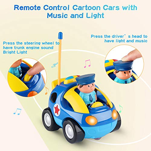 Sirecal Coches Teledirigidos para Niños Pequeños con Música y Luz Juguetes de Racer Coche de Policía Carreras Control Remoto Regalo de Cumpleaños para Niños Niñas Bebés