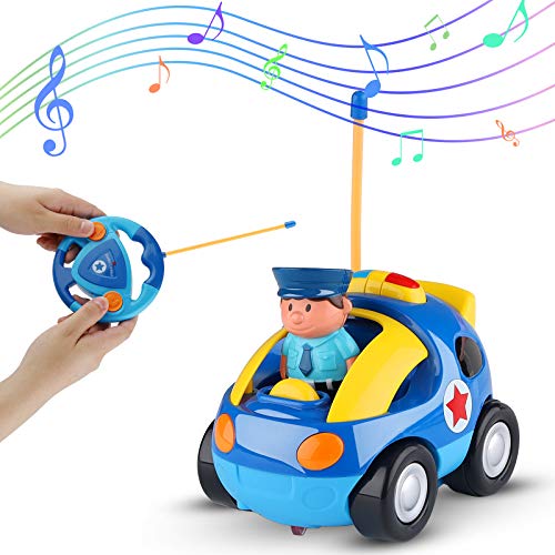 Sirecal Coches Teledirigidos para Niños Pequeños con Música y Luz Juguetes de Racer Coche de Policía Carreras Control Remoto Regalo de Cumpleaños para Niños Niñas Bebés