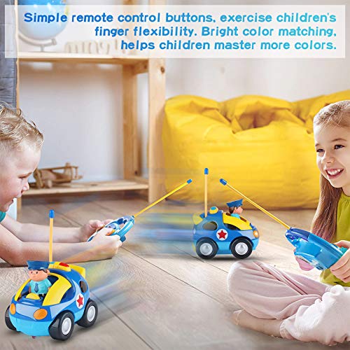 Sirecal Coches Teledirigidos para Niños Pequeños con Música y Luz Juguetes de Racer Coche de Policía Carreras Control Remoto Regalo de Cumpleaños para Niños Niñas Bebés