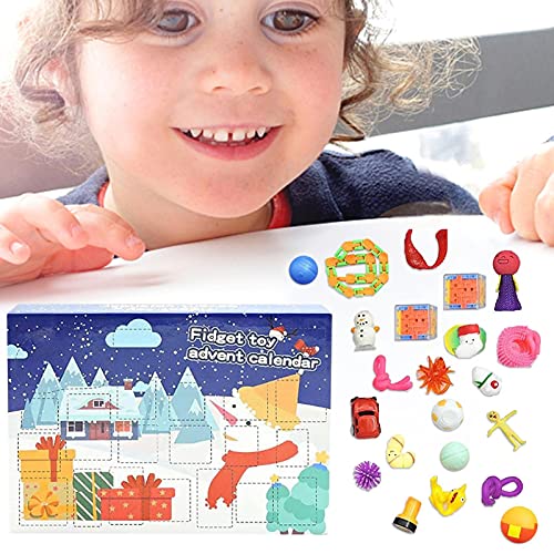 Skrskr Calendario De Adviento 24 Días Calendario Navideño De Cuenta Regresiva Elementos Navideños Juguetes Caja Ciega 24 Puertas con Kits De Alivio del Estrés para 2021 Caja De Regalo 22x 22x 5cm