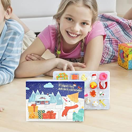 Skrskr Calendario De Adviento 24 Días Calendario Navideño De Cuenta Regresiva Elementos Navideños Juguetes Caja Ciega 24 Puertas con Kits De Alivio del Estrés para 2021 Caja De Regalo 22x 22x 5cm