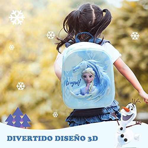 Skyline Mochila Escolar 3D, Frozen, Mochila Infantil para Niños, 25x31x10 CM, Mochila Poliéster+EVA, Material Escolar, Vuelta al Cole, Ideal para Niños