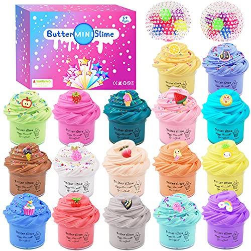 Slime Kit Paquete de 19 , Fluffy Slime para niños, súper elástico y Antiadherente, Juguete para aliviar el estrés para niñas y niños