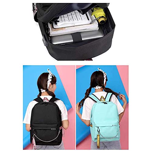 Slinlu Anime Danganronpa Monokuma Mochilas Escolares Mochila para NiñOs Mochila para NiñOs Mochila para NiñOs Danganronpa Mochila para NiñAs NiñOs Adolescentes Adultos con Puerto USB,Black 11