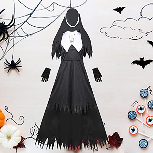 SM SunniMix Black Ladies Fancy Dress Up Nun Magic Nun Magical Halloween Party Disfraz de Cosplay - Negro S