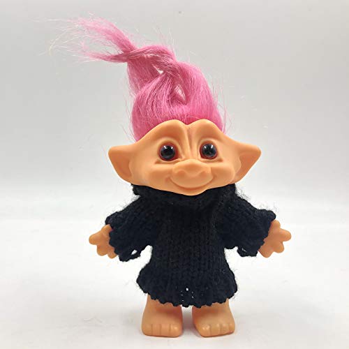 SM SunniMix Trolls Doll Cake Topper con Pelo Y Ropa, Trolls Figuras de Acción Pastel de Cumpleaños Cupcake Topper, Figuras de Trolls Juguetes, Troll Cake DEC - Cabello Rosado