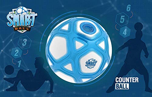 Smart Ball SBCB1B - Balón de fútbol para niños y niñas de 3, 4, 5, 6, 7, 8, 9, 10, 12 años de Edad, con Luces Brillantes y Sonidos, Entrenamiento para niños, Blanco y Azul