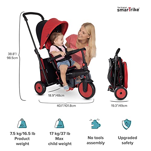 Smartrike STR3 - Triciclo Plegable para niños (1,2,3 años), Color Rojo