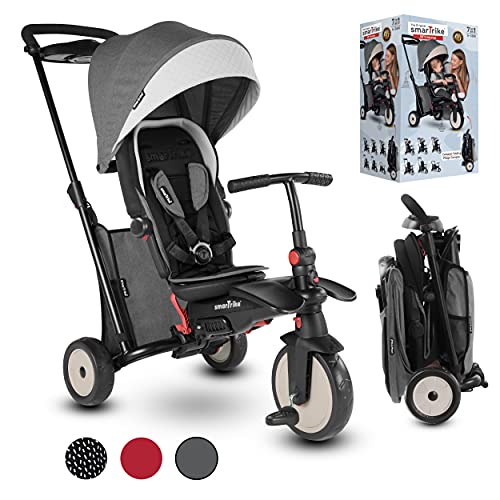 smarTrike STR5 Triciclo Plegable con Carrito Certificado para niños de 1-3 años, Triciclo multietapa 7 en 1 (Gris)