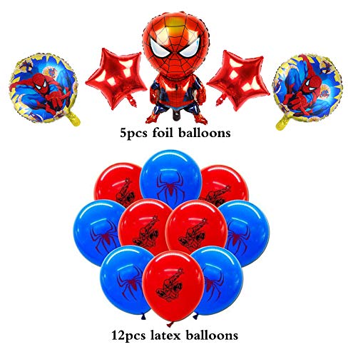 smileh Decoracion Cumpleaños Spiderman Globos Spider Man Aluminio Globo para Niños Decoraciones de Fiesta 17PCS