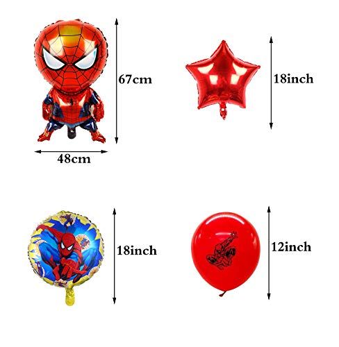 smileh Decoracion Cumpleaños Spiderman Globos Spider Man Aluminio Globo para Niños Decoraciones de Fiesta 17PCS