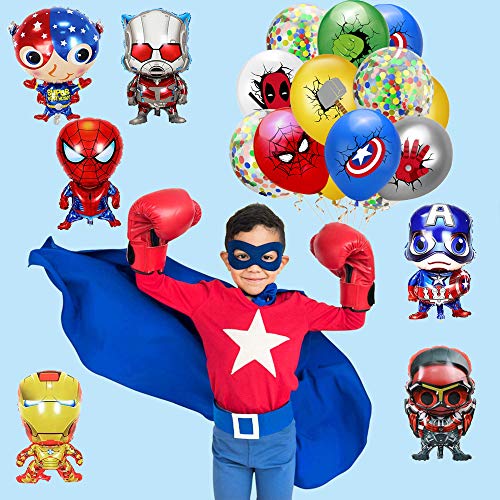 smileh Decoracion Cumpleaños Superheroes Globos de Superhéroe Feliz Cumpleaños del Pancarta Adornos de Pastel para niños Decoraciones de Cumpleaños Fiesta Marvel