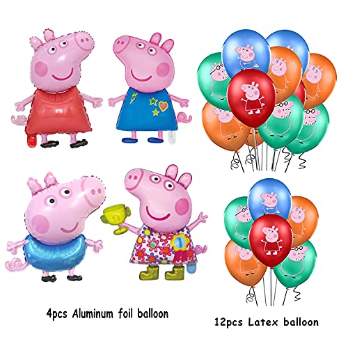 smileh Decoraciones de Fiesta Cumpleaños Peppa Pig Globos George Pig Cumpleaños Globos de Aluminio para Niños Decoraciones de Cumpleaños de George Peppa Pig