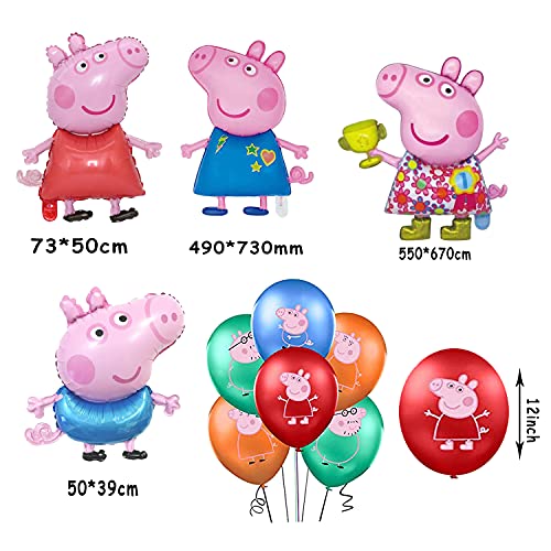 smileh Decoraciones de Fiesta Cumpleaños Peppa Pig Globos George Pig Cumpleaños Globos de Aluminio para Niños Decoraciones de Cumpleaños de George Peppa Pig