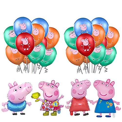 smileh Decoraciones de Fiesta Cumpleaños Peppa Pig Globos George Pig Cumpleaños Globos de Aluminio para Niños Decoraciones de Cumpleaños de George Peppa Pig