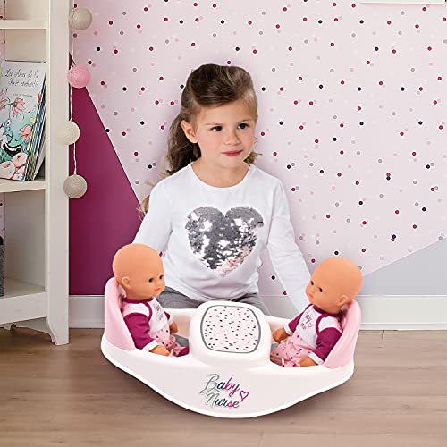 Smoby-Baby Nurse Trona gemelar con Accesorios 220344 muñecos bebé, Color Rosa