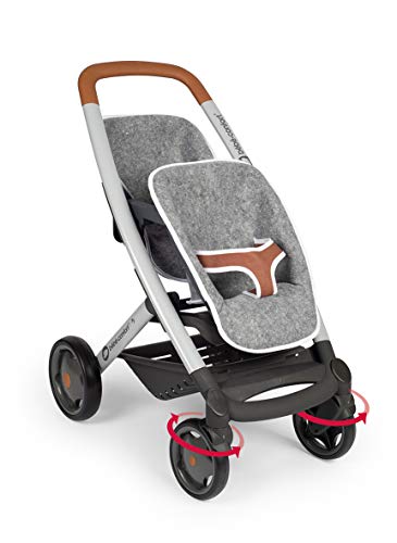 Smoby- Bébé Silla Gemela Bebé Confort para Muñecos, Ruedas Silenciosas y Multidireccionales, Altura del Mango: 64cm, para niños a Partir de 3 años, Color (253205)