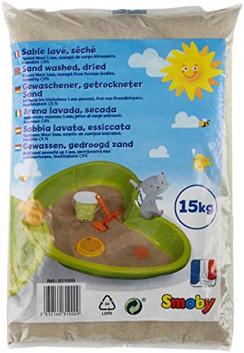 Smoby- Bolsa de Arena Fina de 15kg, Lavada y Seca, Ideal para Areneros, para Niños a Partir de 2 Años, 31000