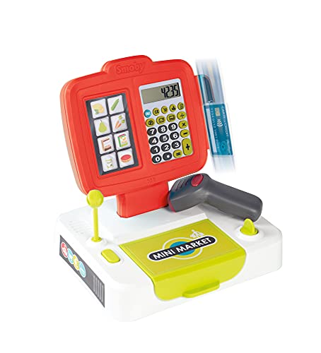 Smoby Caja registradora electrónica infantil roja, Con función de calculadora real, 17 Accesorios, Medidas: 39 x 21,5 x 16cm, Adecuado a partir de 3 Años, color (350111)