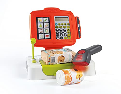 Smoby Caja registradora electrónica infantil roja, Con función de calculadora real, 17 Accesorios, Medidas: 39 x 21,5 x 16cm, Adecuado a partir de 3 Años, color (350111)