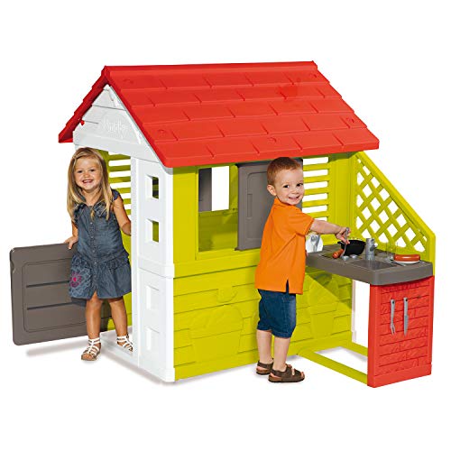 Smoby-Casa infantil Nature II con cocina y accesorios (810713), color verde