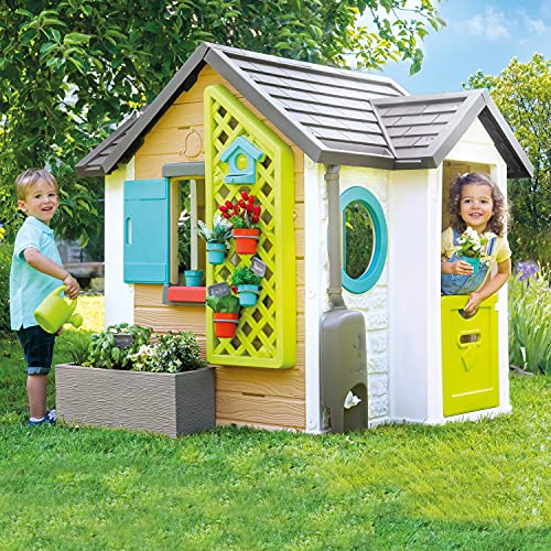 Smoby - Casita Infantil Tematizada Garden House con Múltiples Accesorios, para Niños a partir de 2 Años - 128.5 x 132 x 135 cm