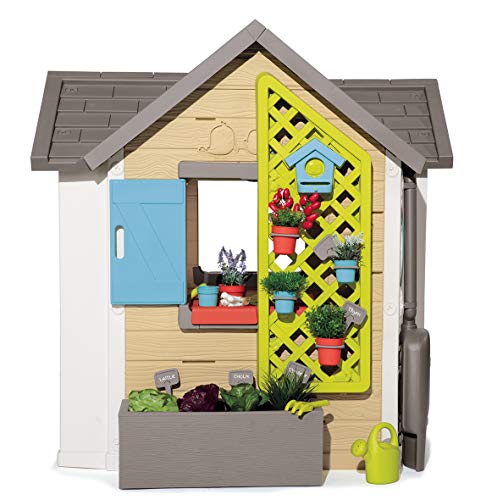 Smoby - Casita Infantil Tematizada Garden House con Múltiples Accesorios, para Niños a partir de 2 Años - 128.5 x 132 x 135 cm