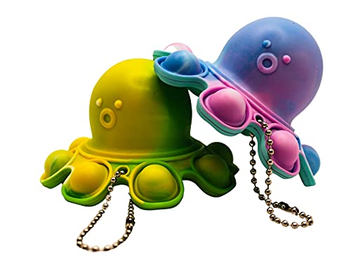 SnooZy KIDS Pop It Reversible Octopus Push Pop (Azul Multicolor) Fidget Toy Octopus - Llavero de juguetes Fidget - Dale la vuelta al pulpo para mejorar tu estado de ánimo - Entrega rápida